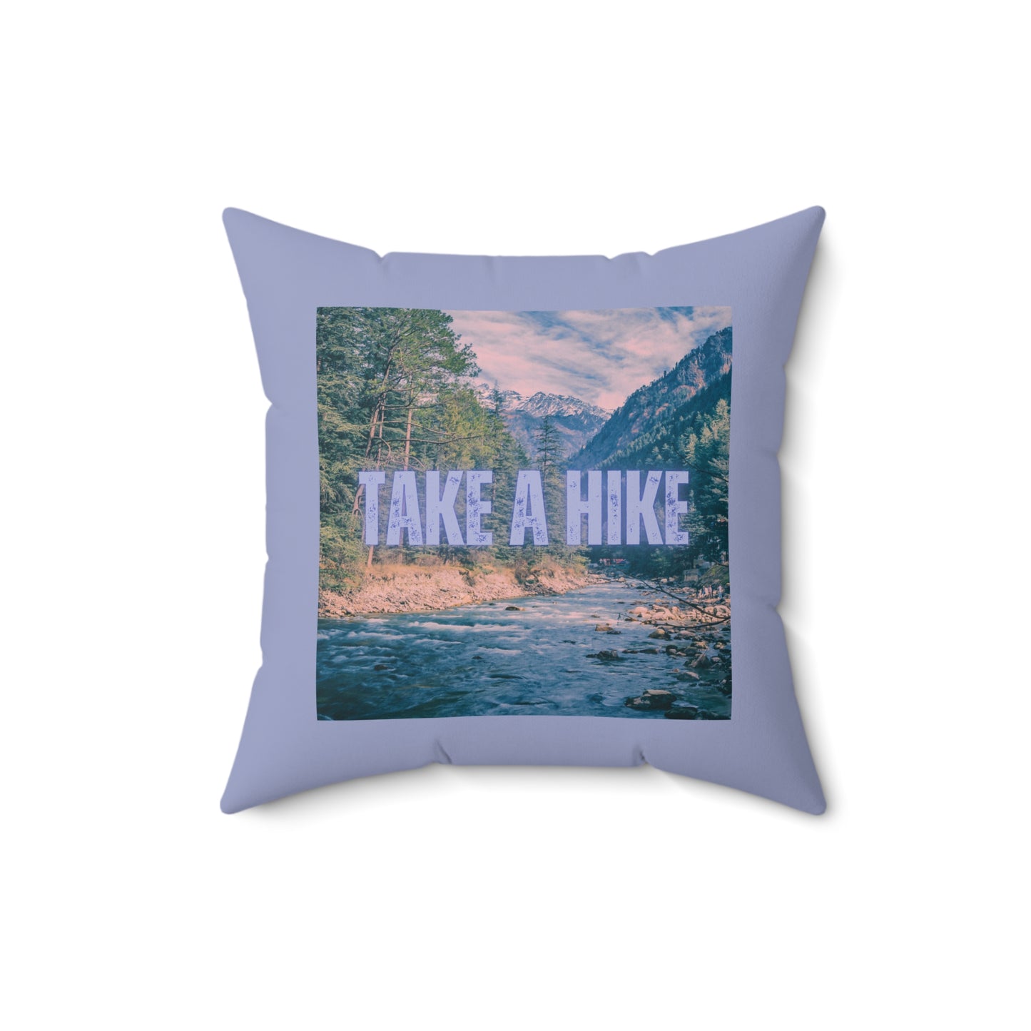 Take A Hike Square Pillow in Light Purple