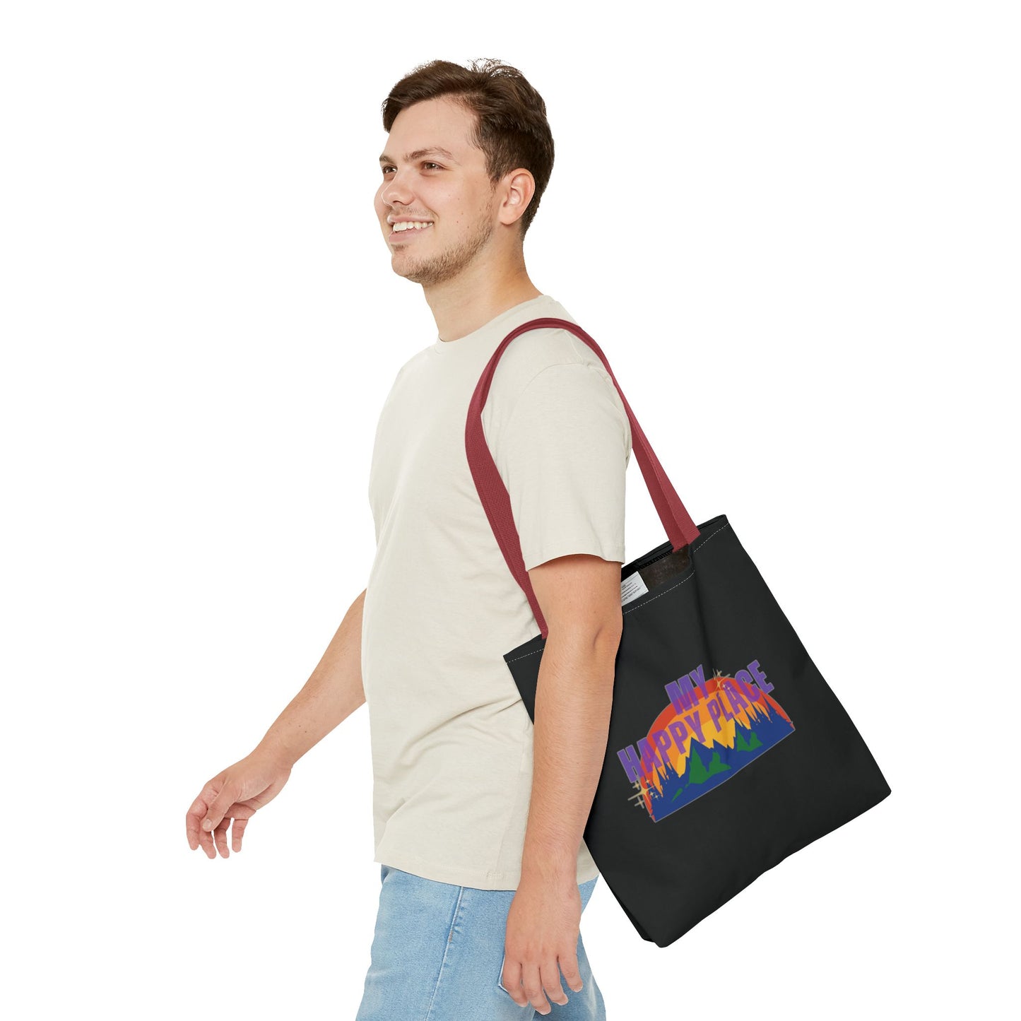 Happy Places Tote Bag in Black