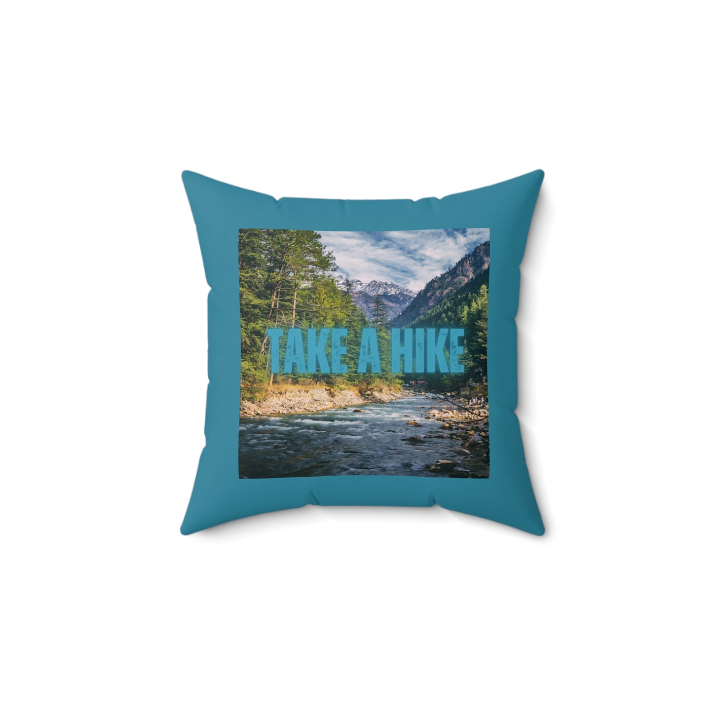 Take A Hike Square Pillow in Teal