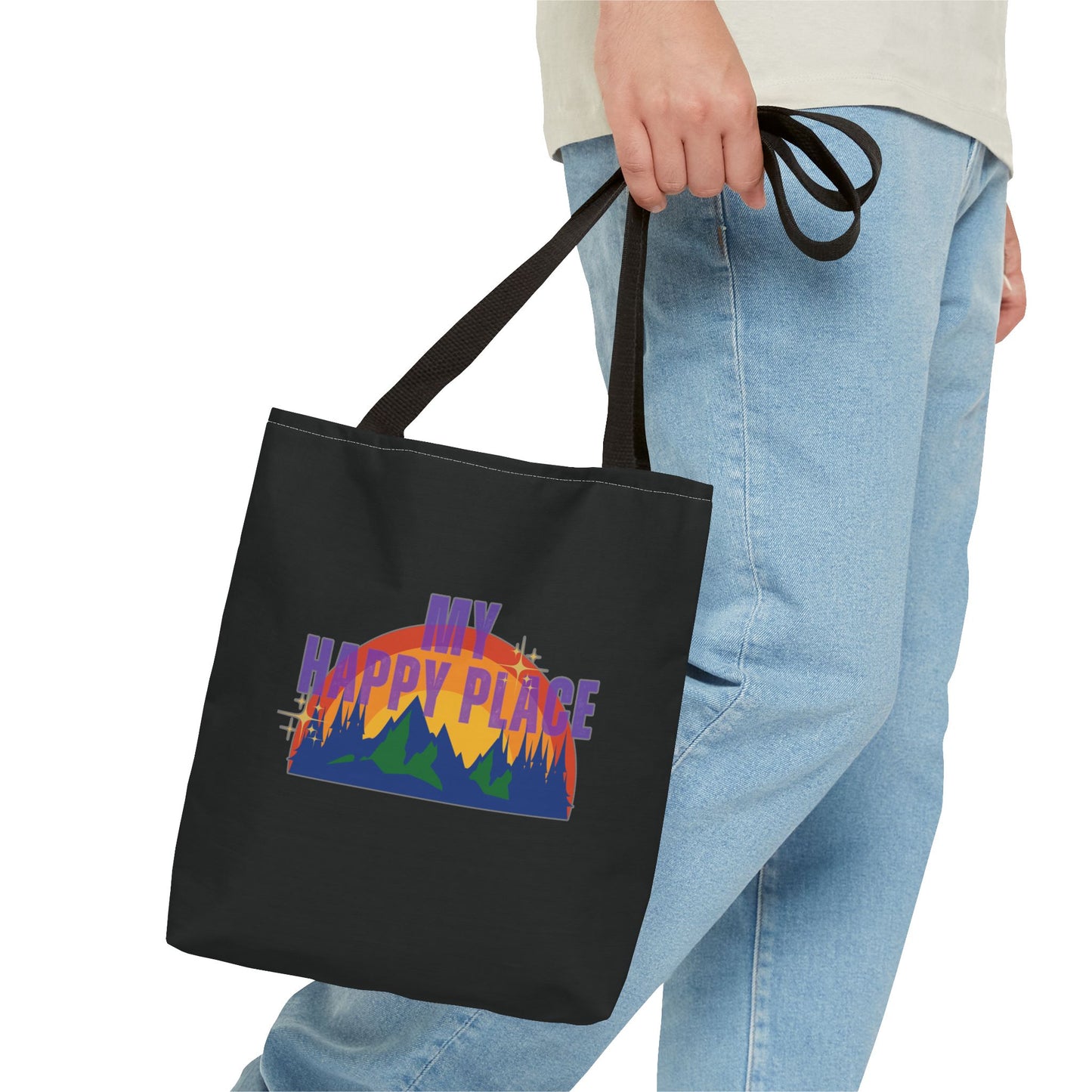 Happy Places Tote Bag in Black