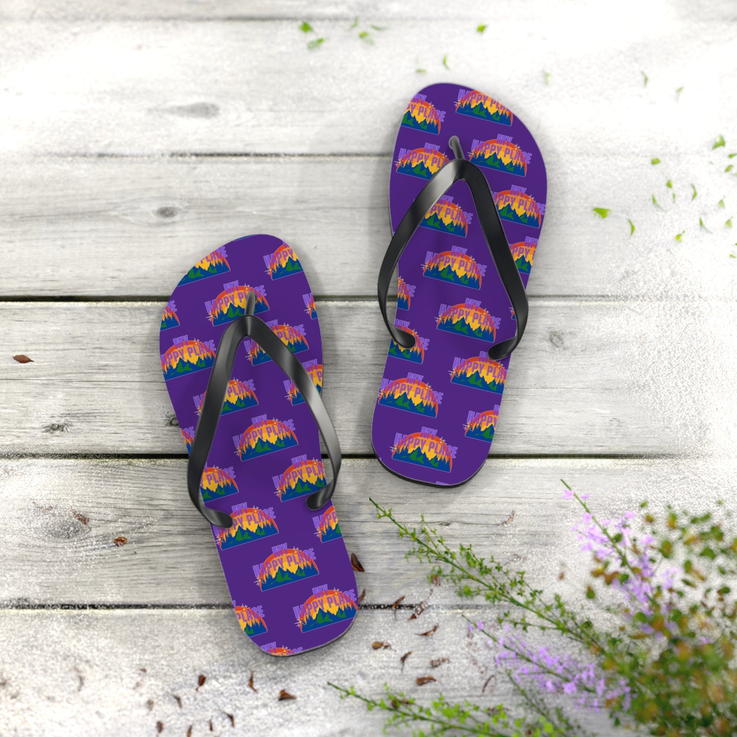 Happy Place Flip Flops in Purple