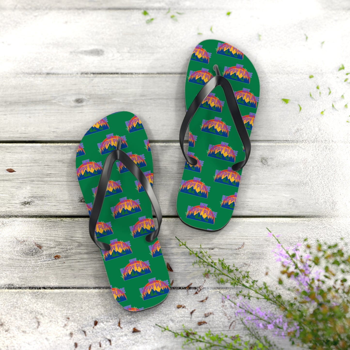 Happy Place Flip Flops in Green