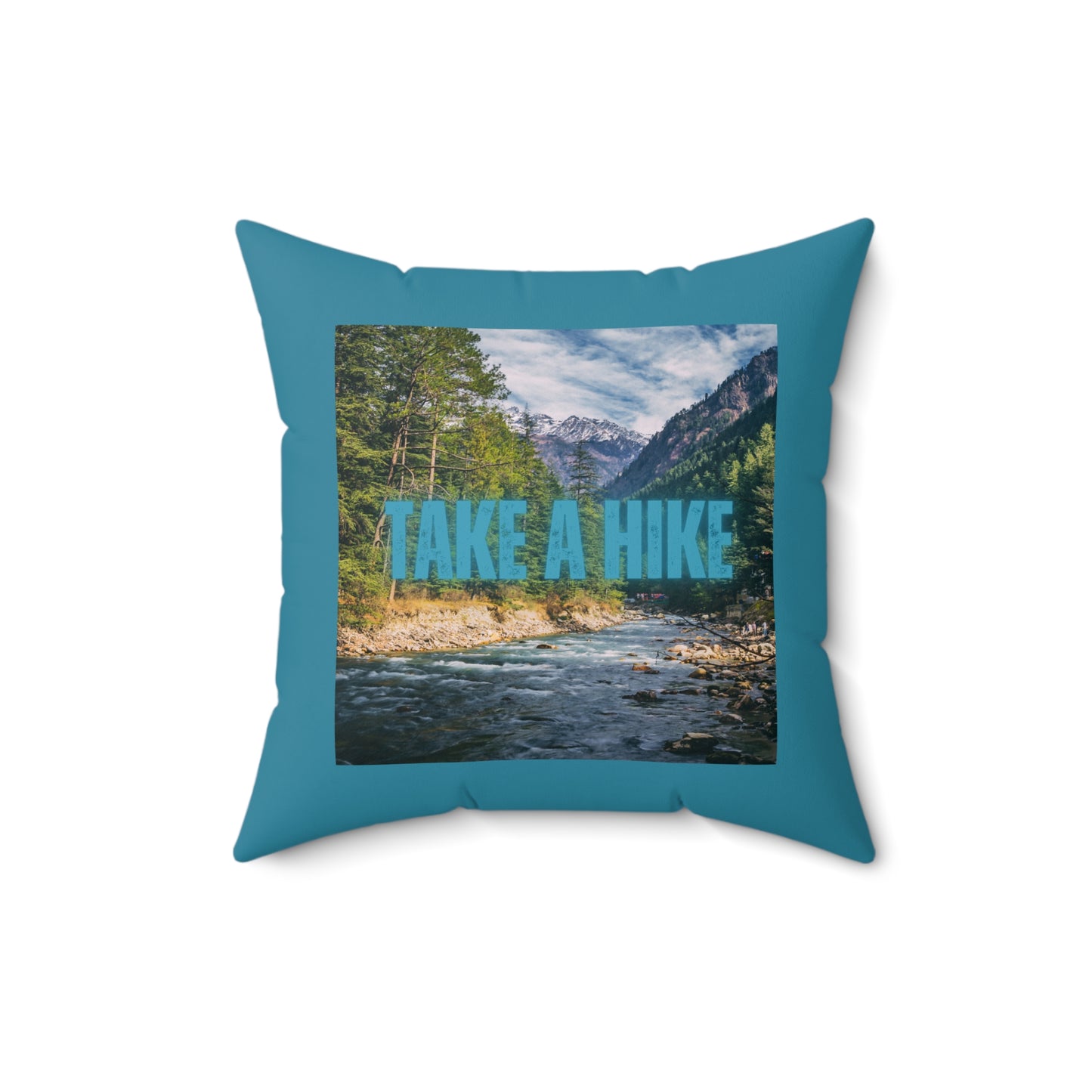 Take A Hike Square Pillow in Teal