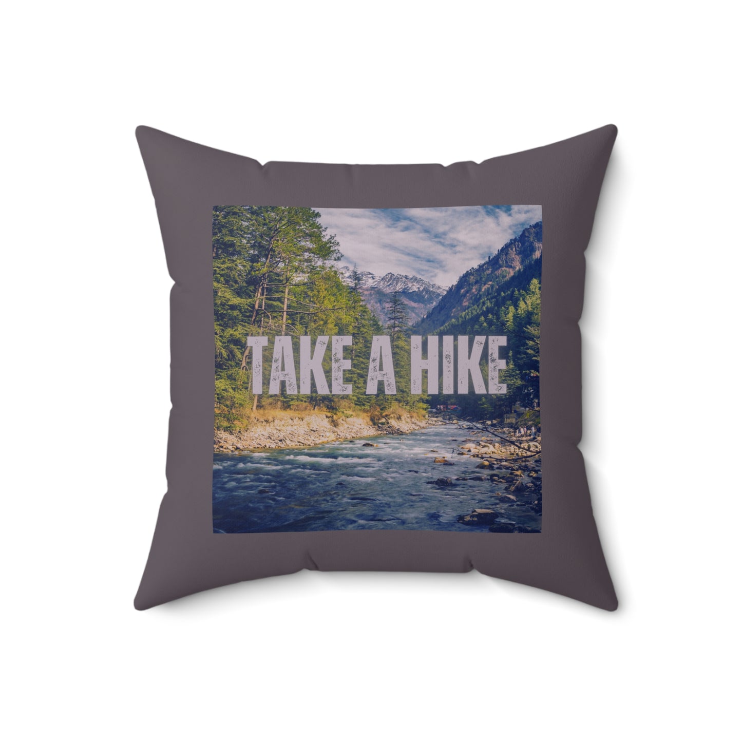 Take A Hike Square Pillow in Chocolate