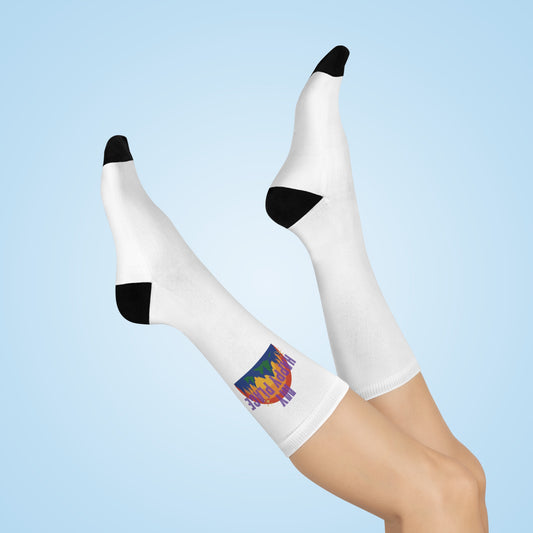 Happy Place Crew Socks in White