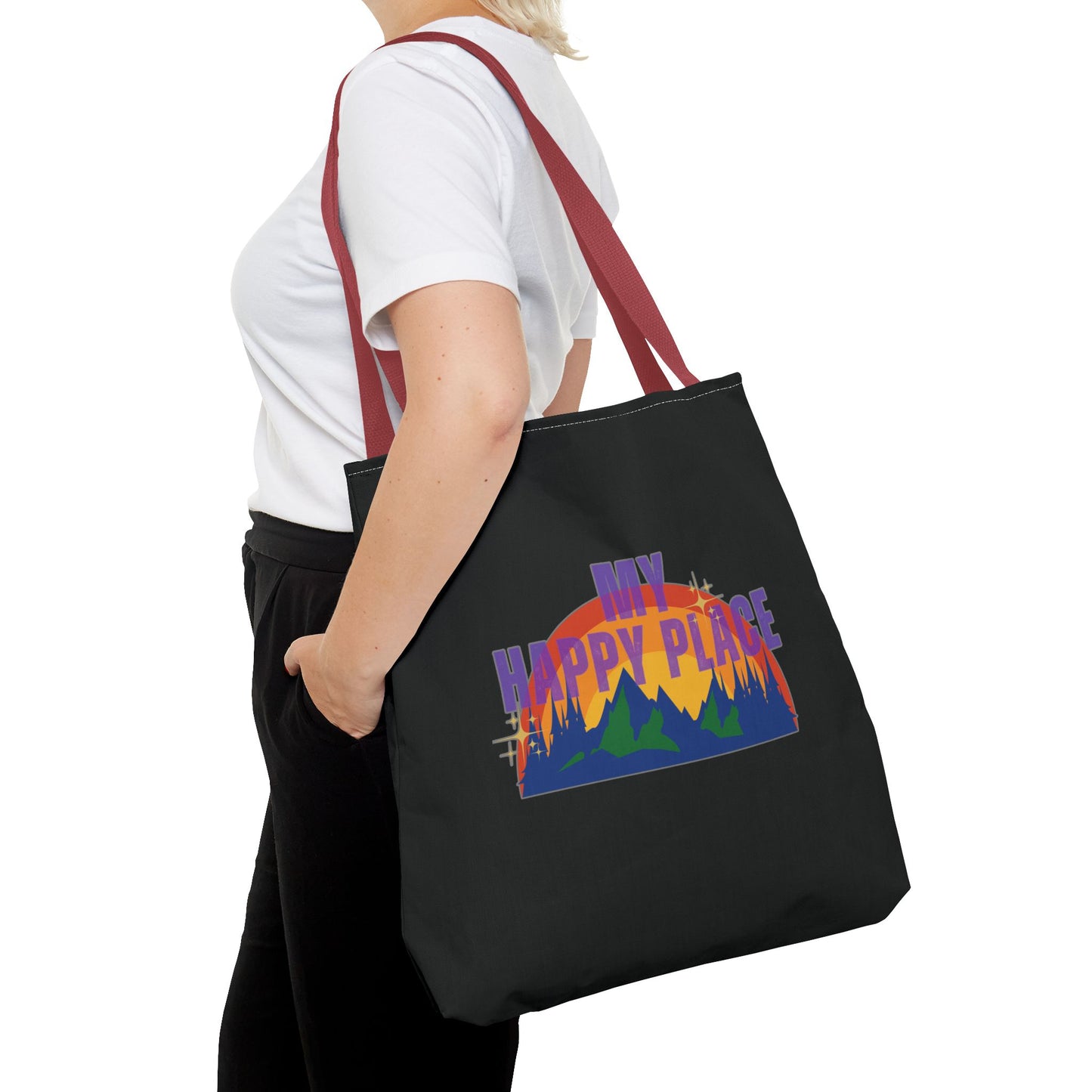 Happy Places Tote Bag in Black