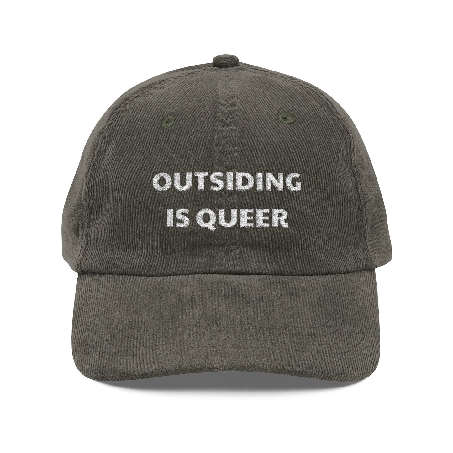 Outsiding is Queer Embroidered Corduroy Cap