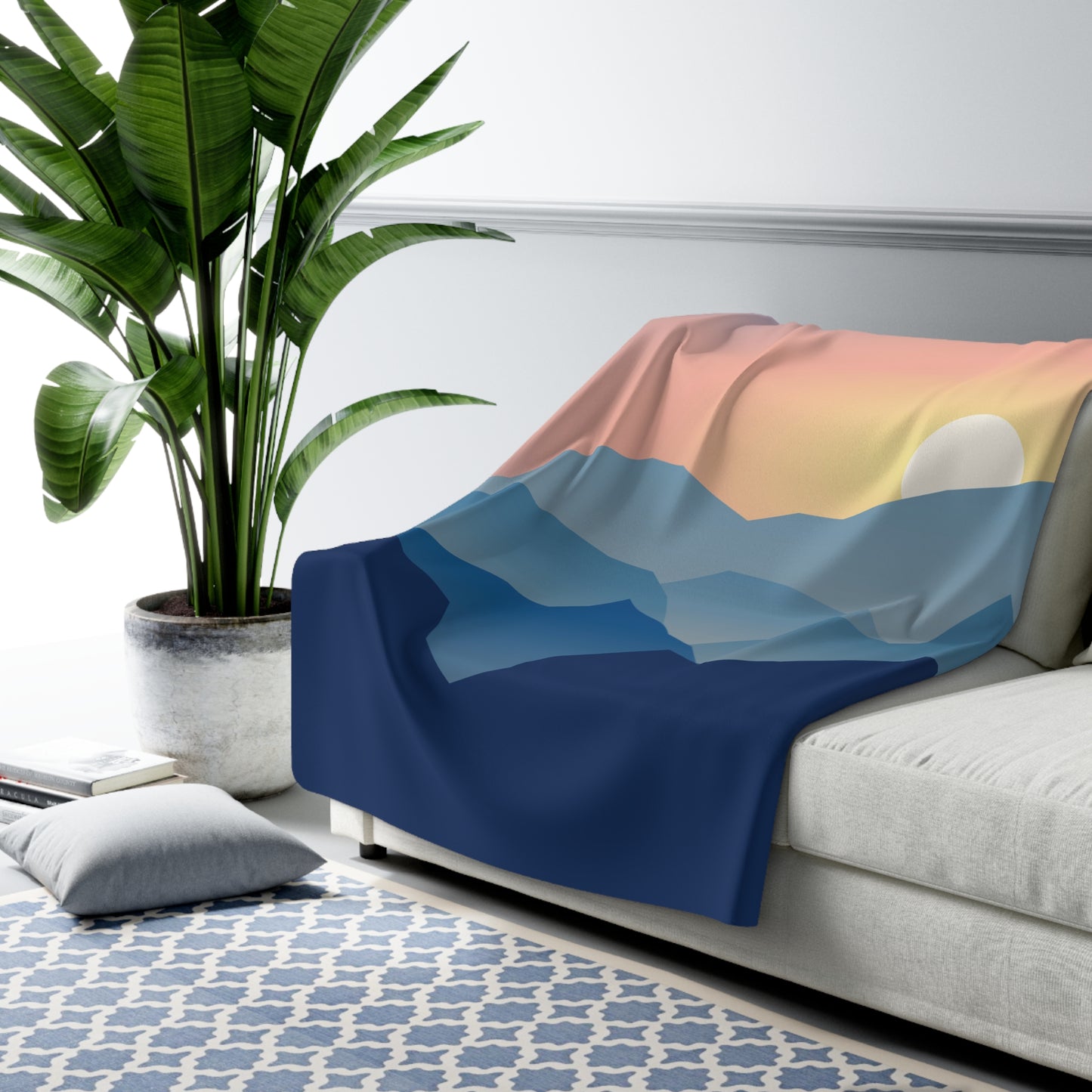 Sunrise Graphic Sherpa Fleece Blanket