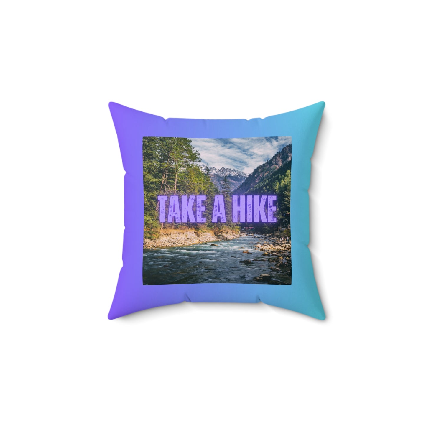 Take A Hike Square Pillow in Purple Blue Gradient