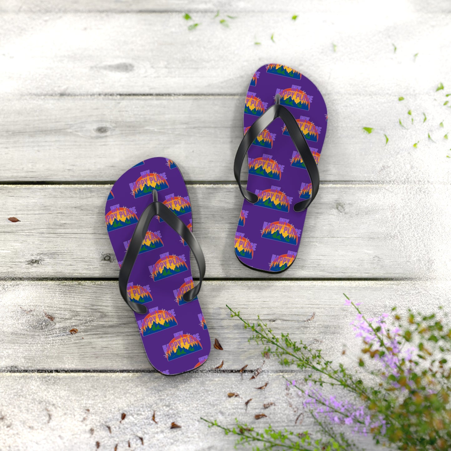 Happy Place Flip Flops in Purple