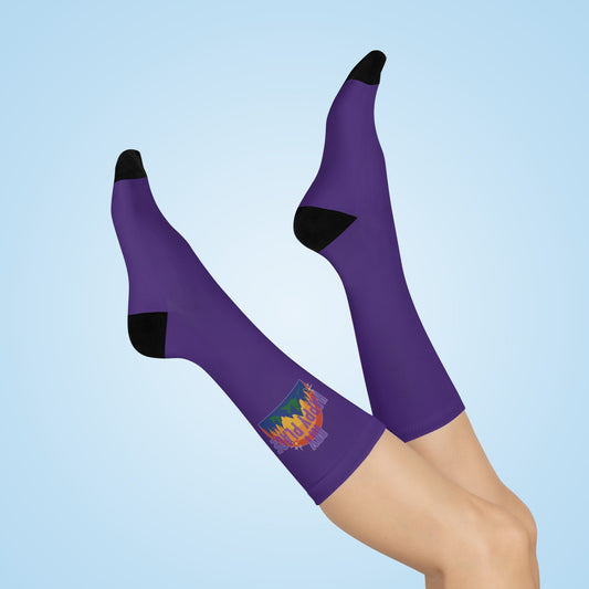 Happy Place Crew Socks in Purple