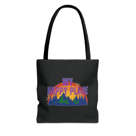 Happy Places Tote Bag in Black