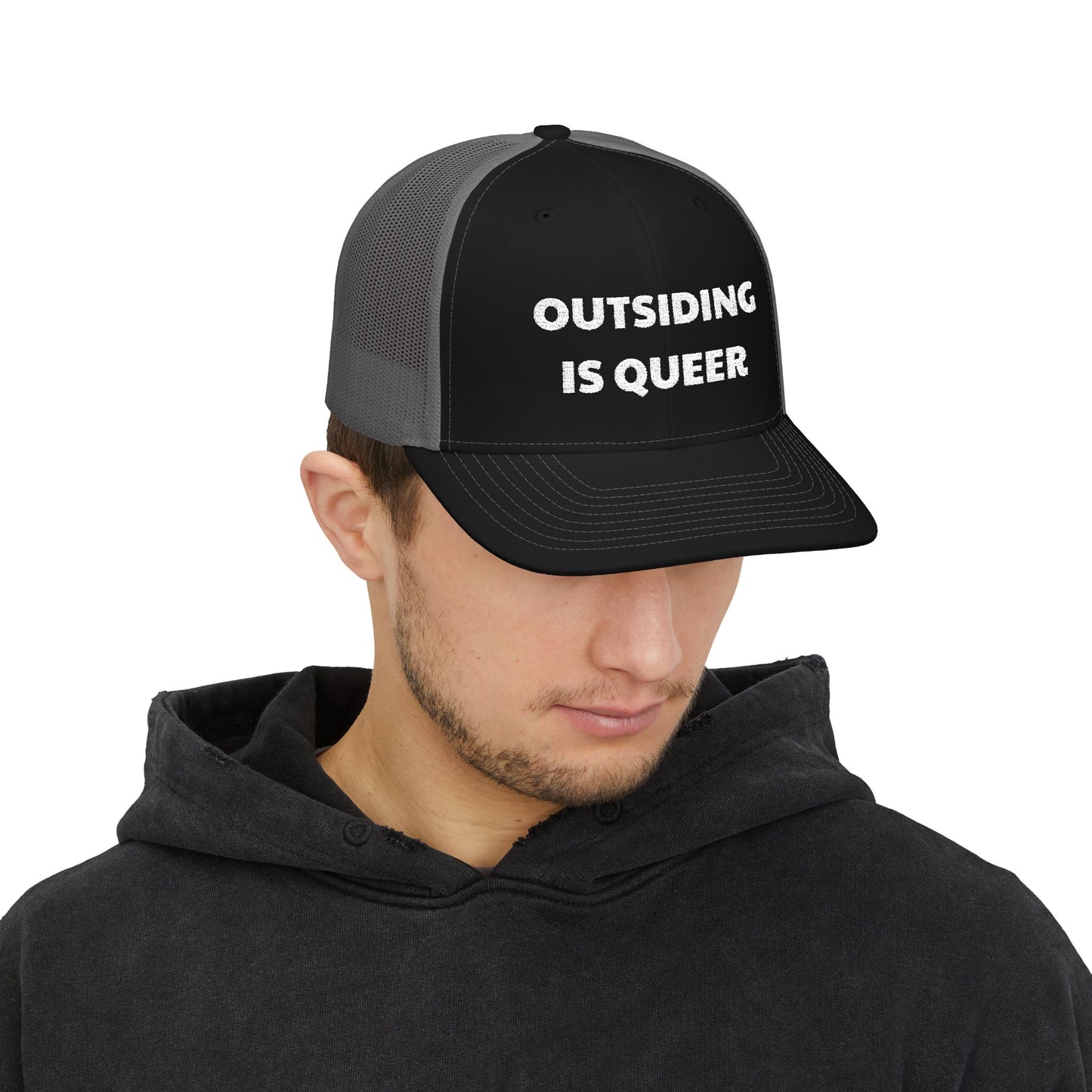 Outsiding is Queer Embroidered Snapback Trucker Cap