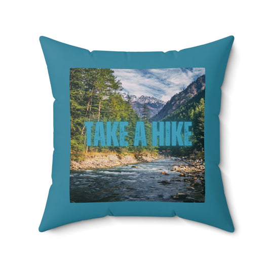 Take A Hike Square Pillow in Teal