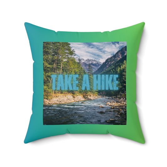 Take A Hike Square Pillow in Teal Green Gradient