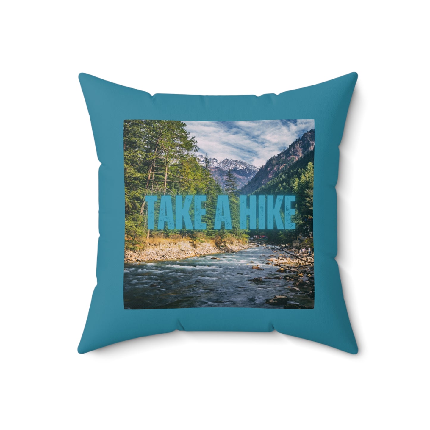 Take A Hike Square Pillow in Teal