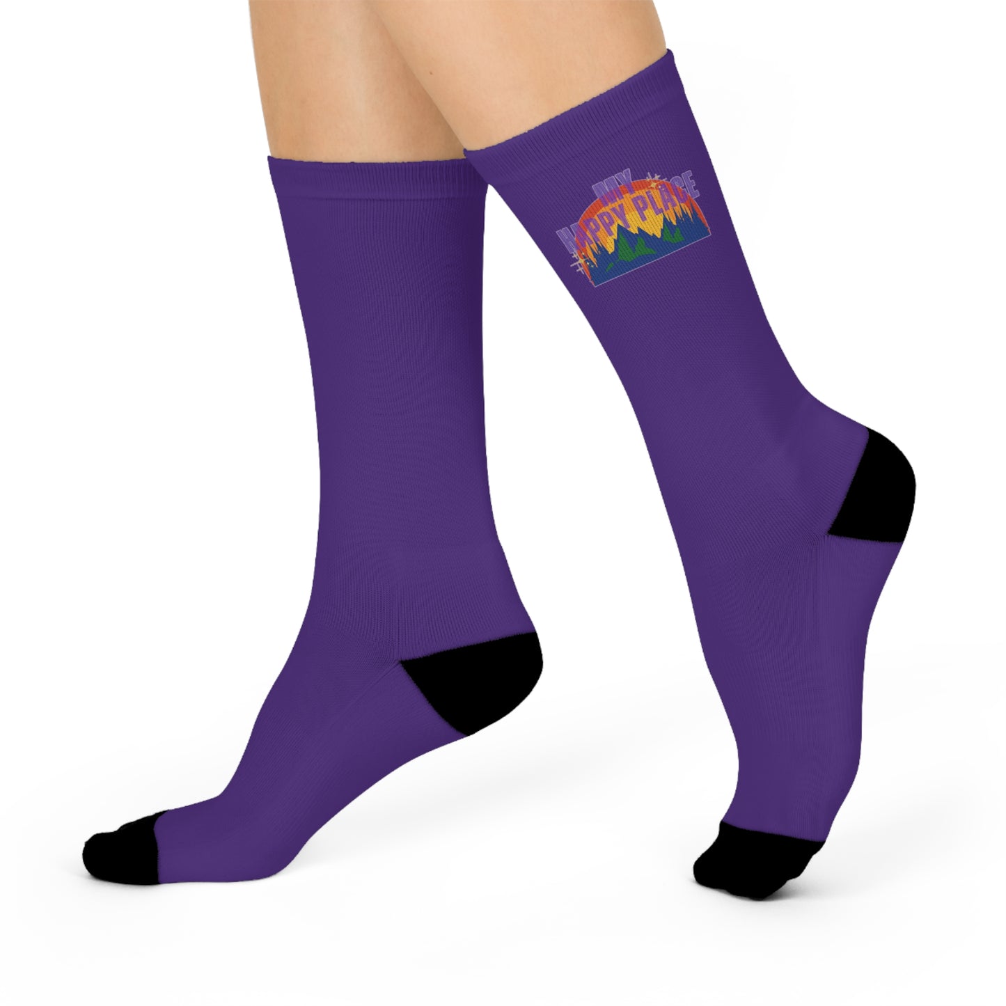 Happy Place Crew Socks in Purple