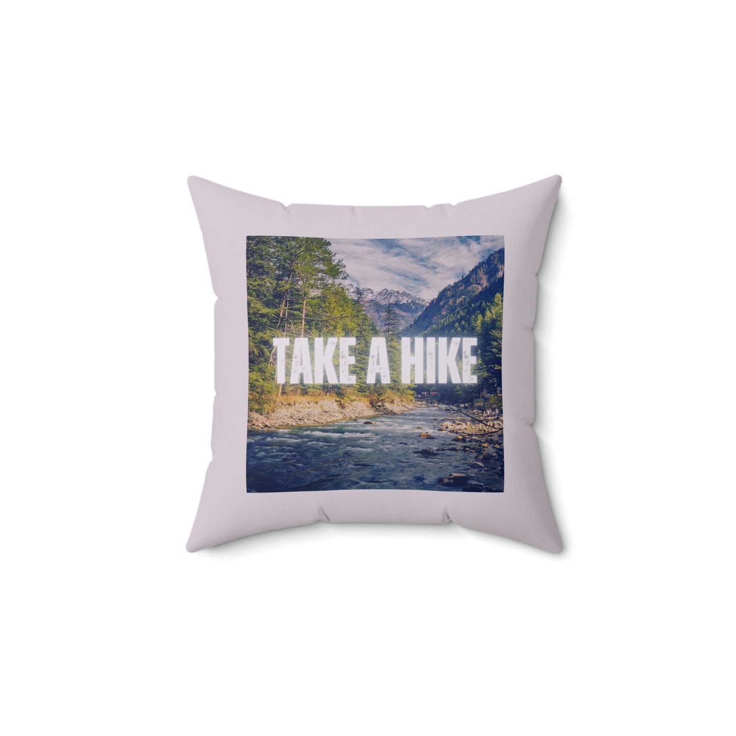 Take A Hike Square Pillow in Light Pink