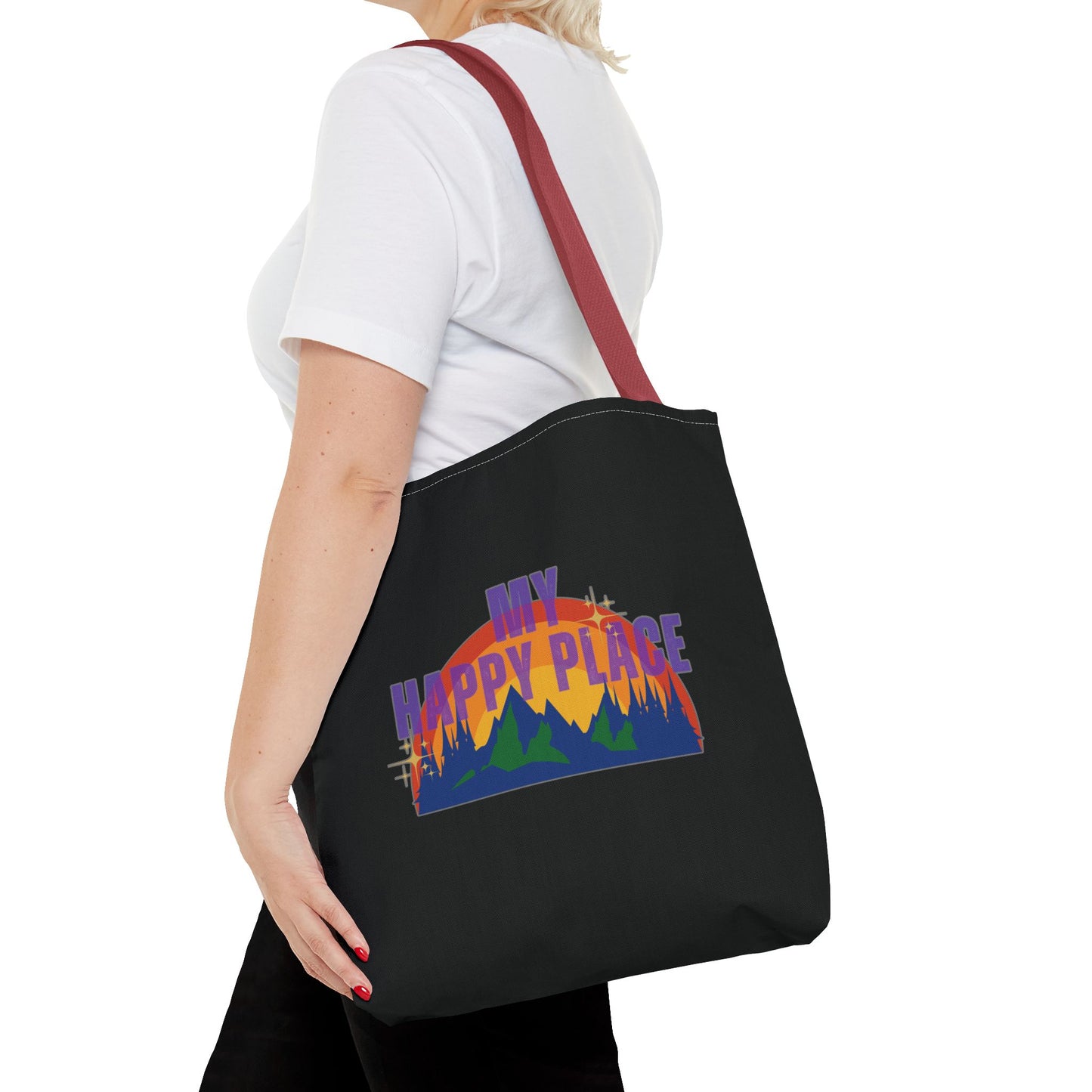 Happy Places Tote Bag in Black