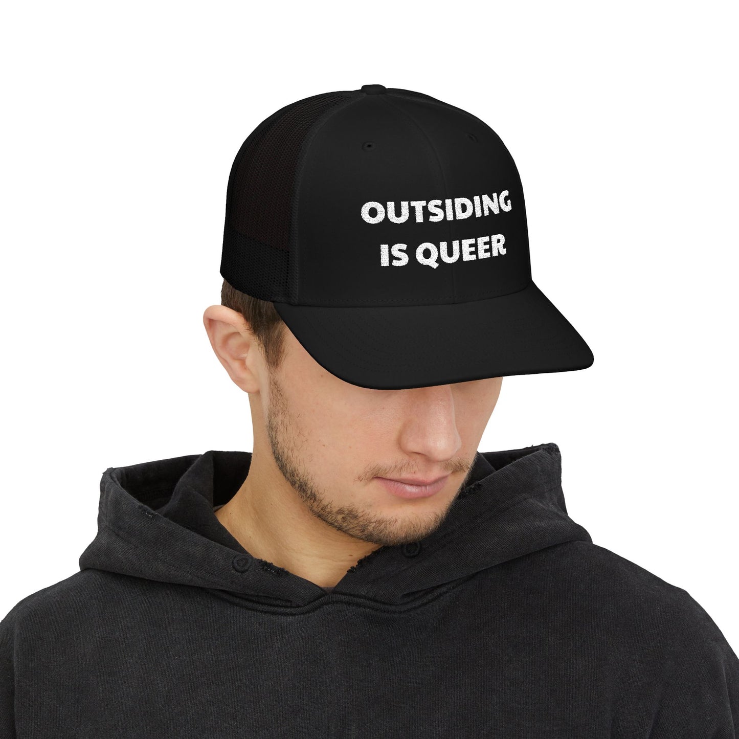 Outsiding is Queer Embroidered Snapback Trucker Cap