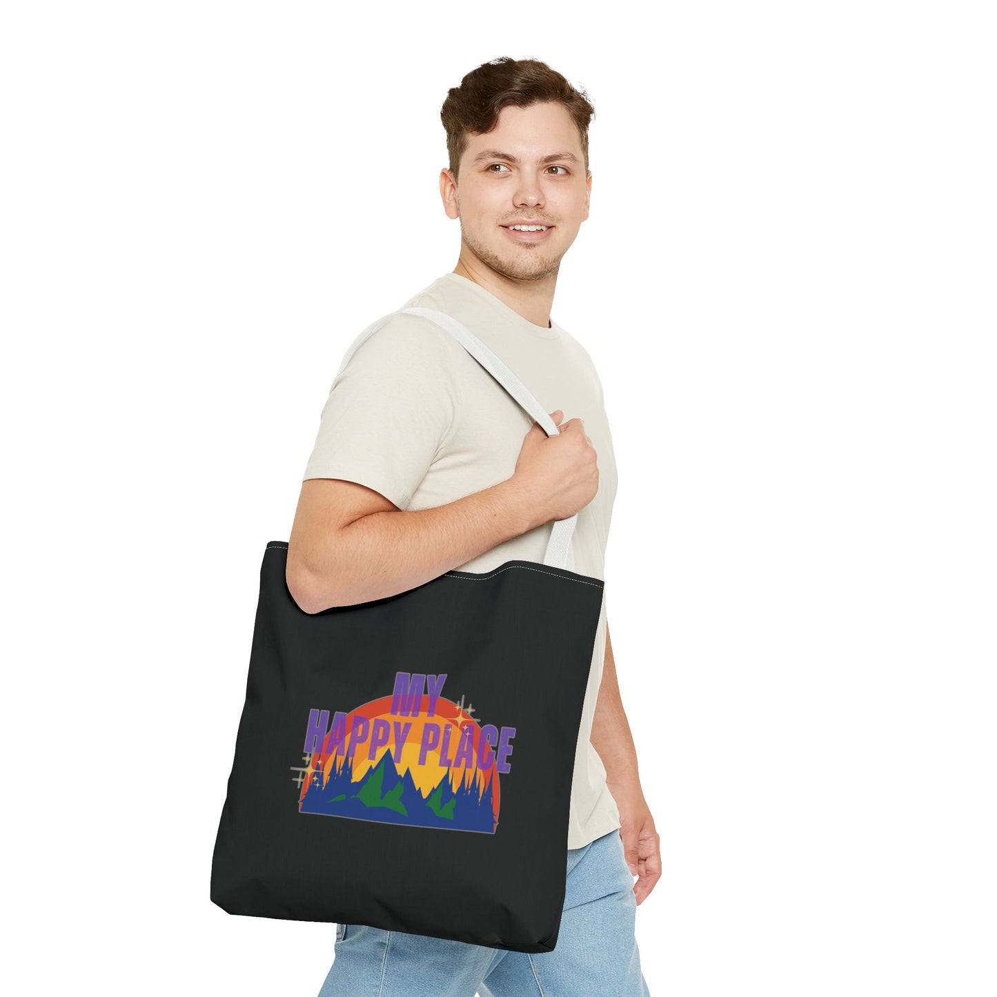 Happy Places Tote Bag in Black