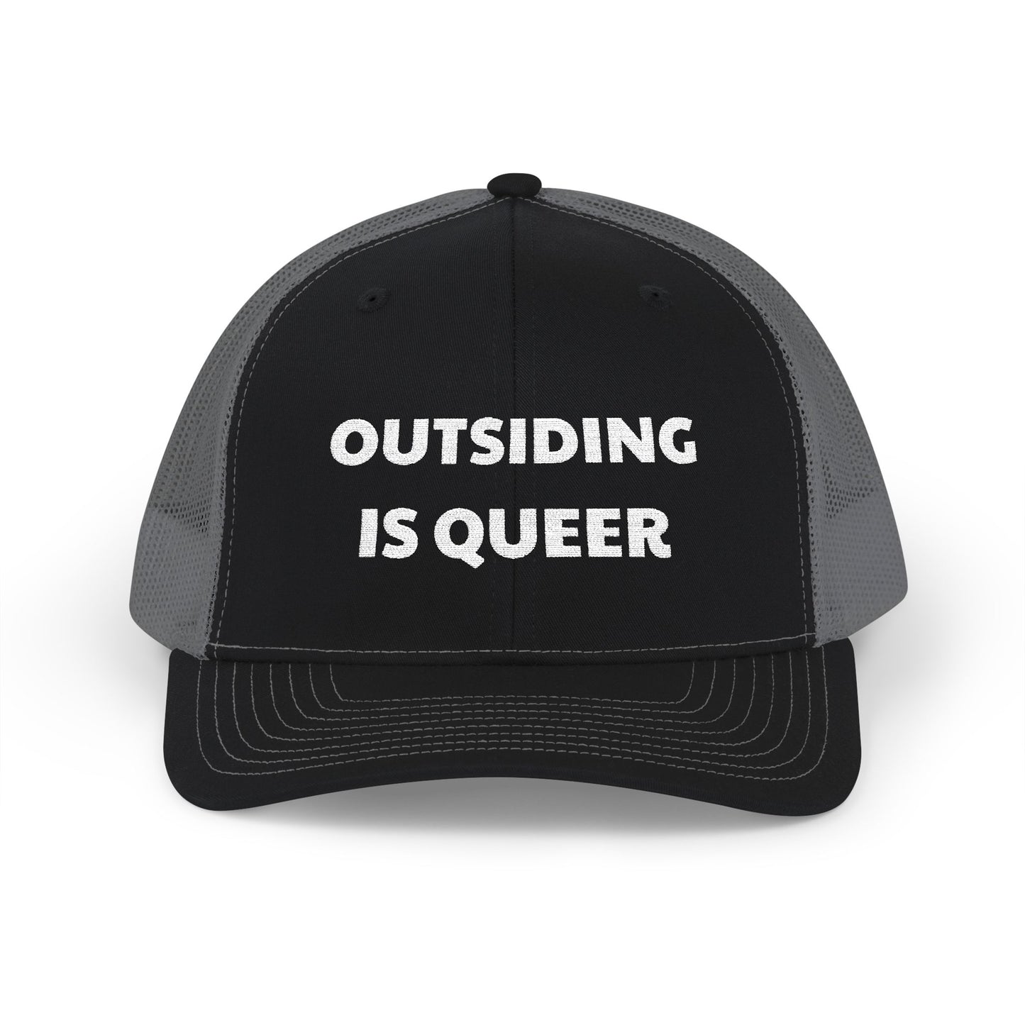 Outsiding is Queer Embroidered Snapback Trucker Cap