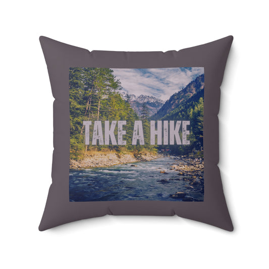 Take A Hike Square Pillow in Chocolate