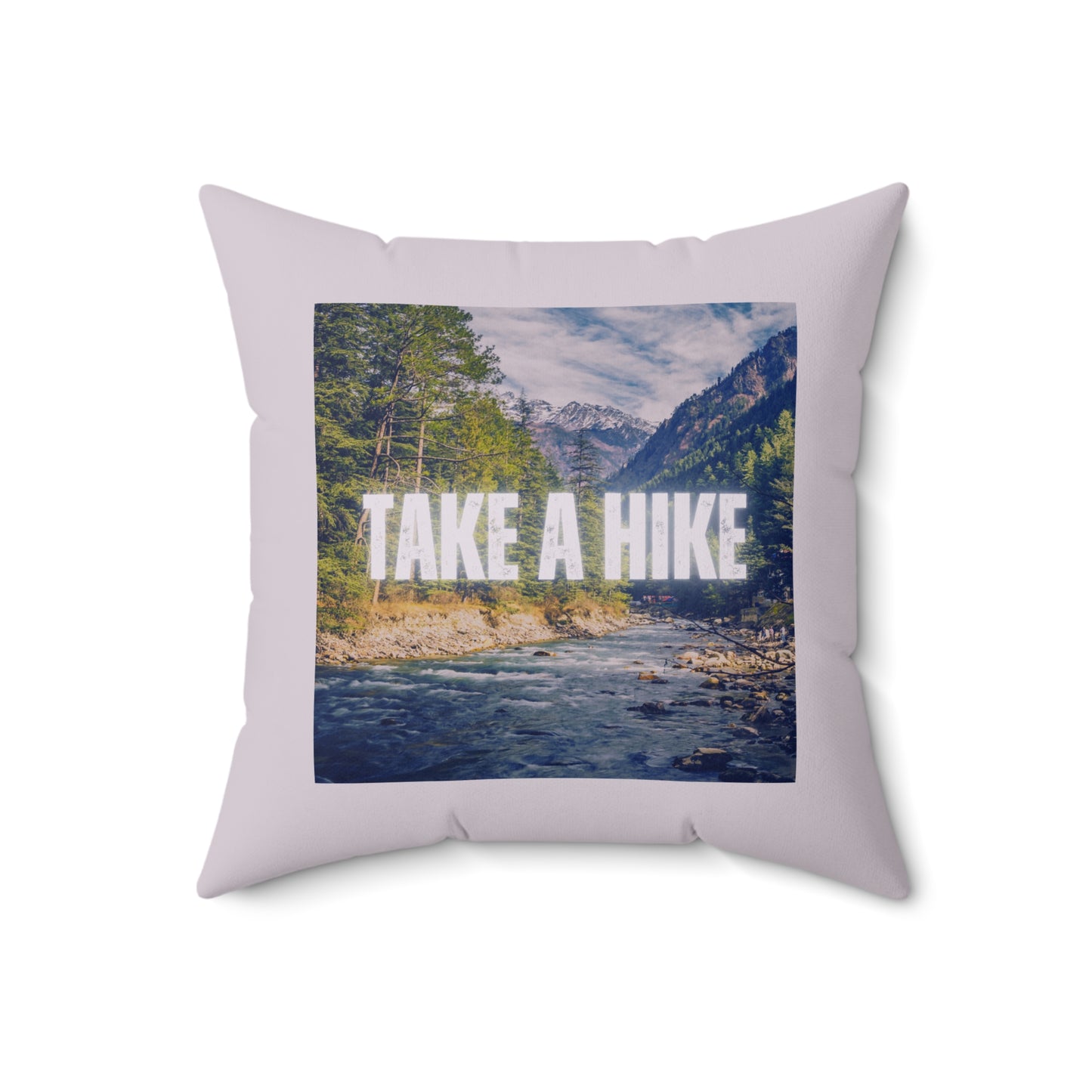 Take A Hike Square Pillow in Light Pink