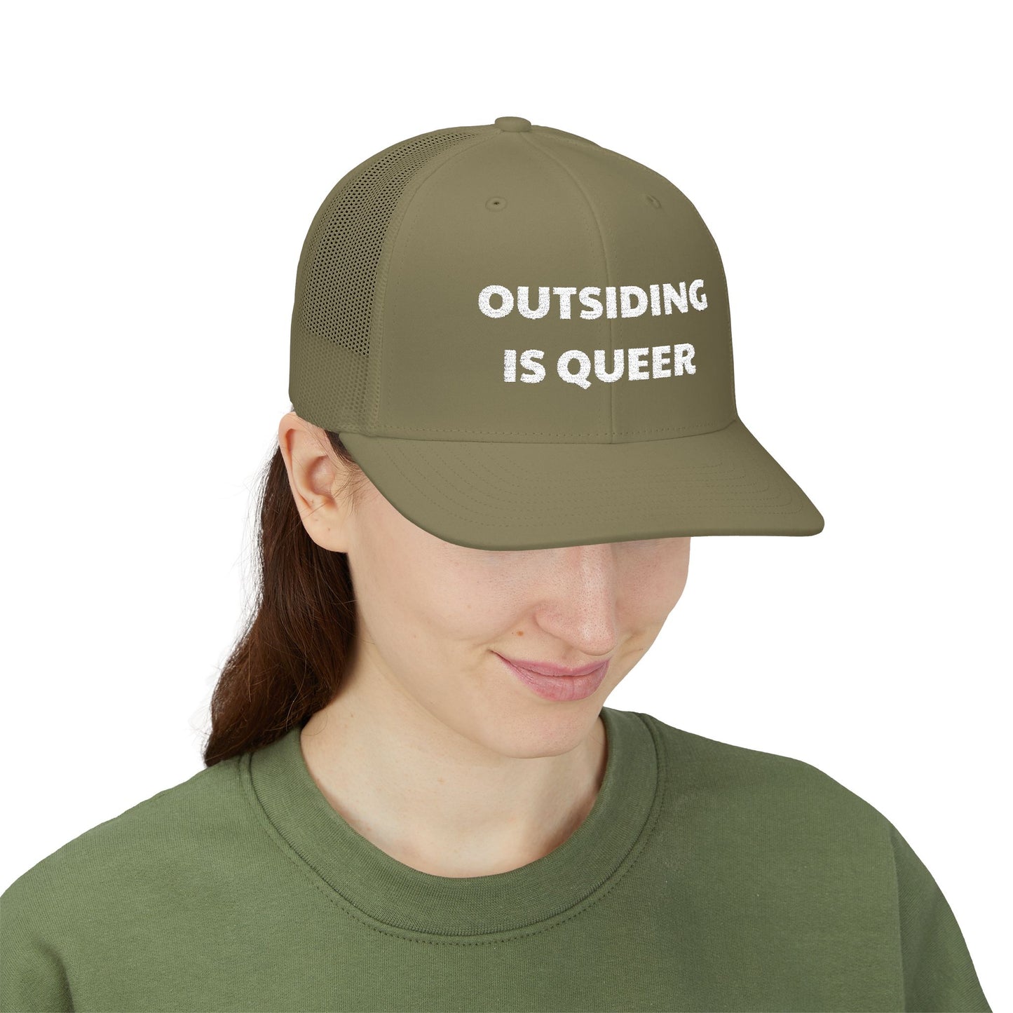 Outsiding is Queer Embroidered Snapback Trucker Cap