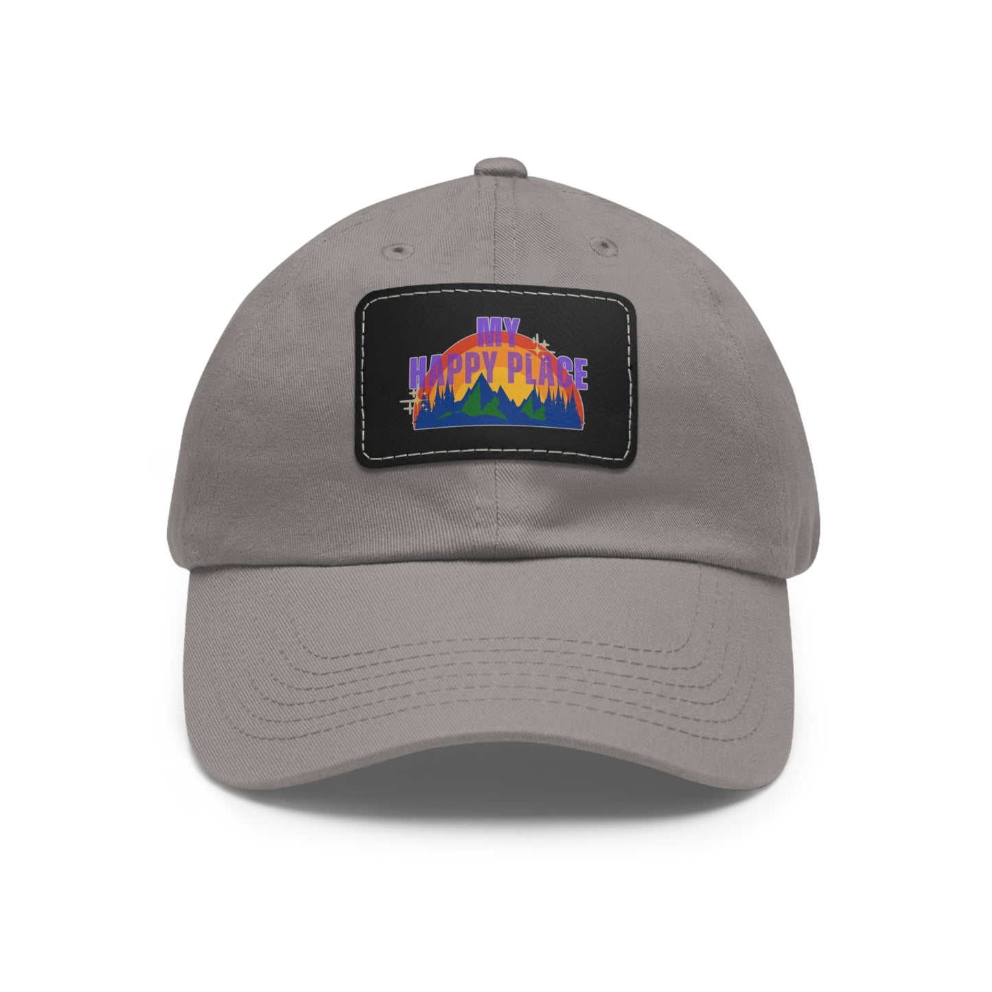 Happy Place Hat with Rectangular Leather Patch