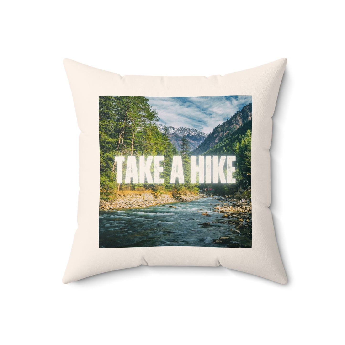 Take A Hike Square Pillow in Cream