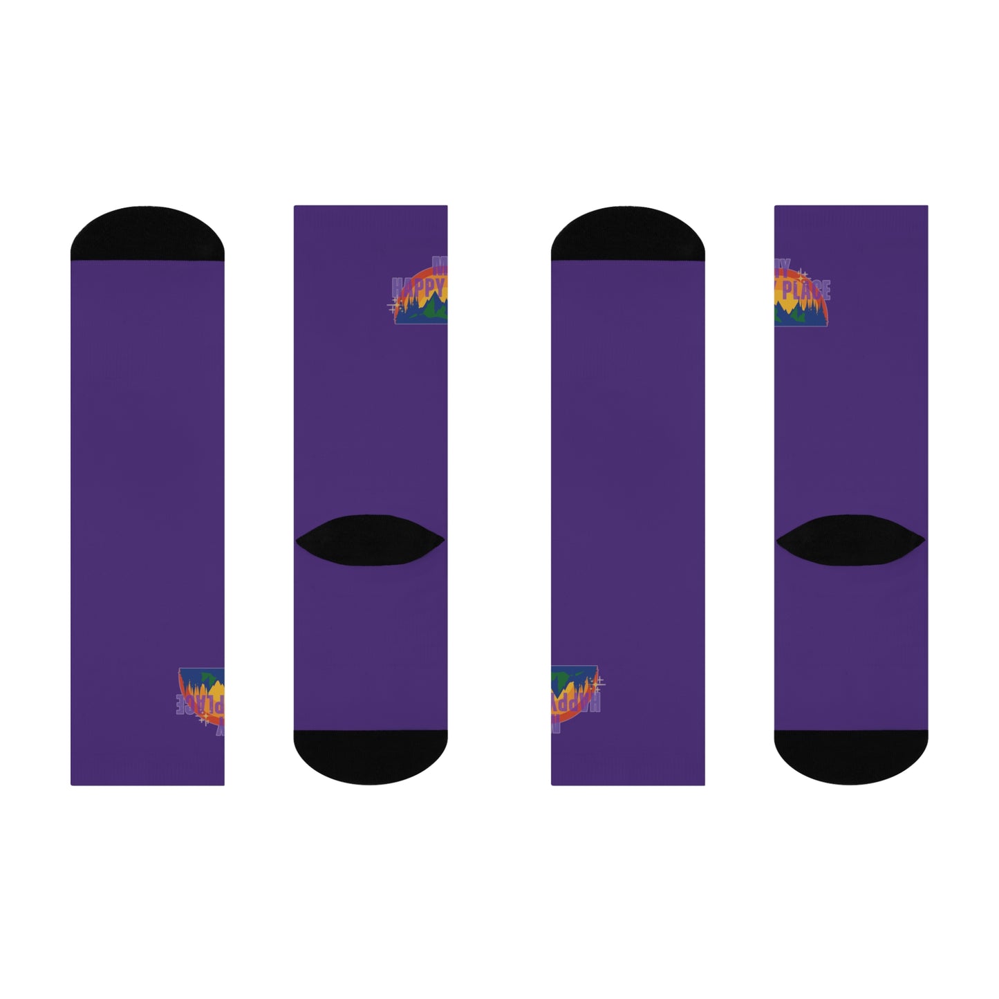 Happy Place Crew Socks in Purple