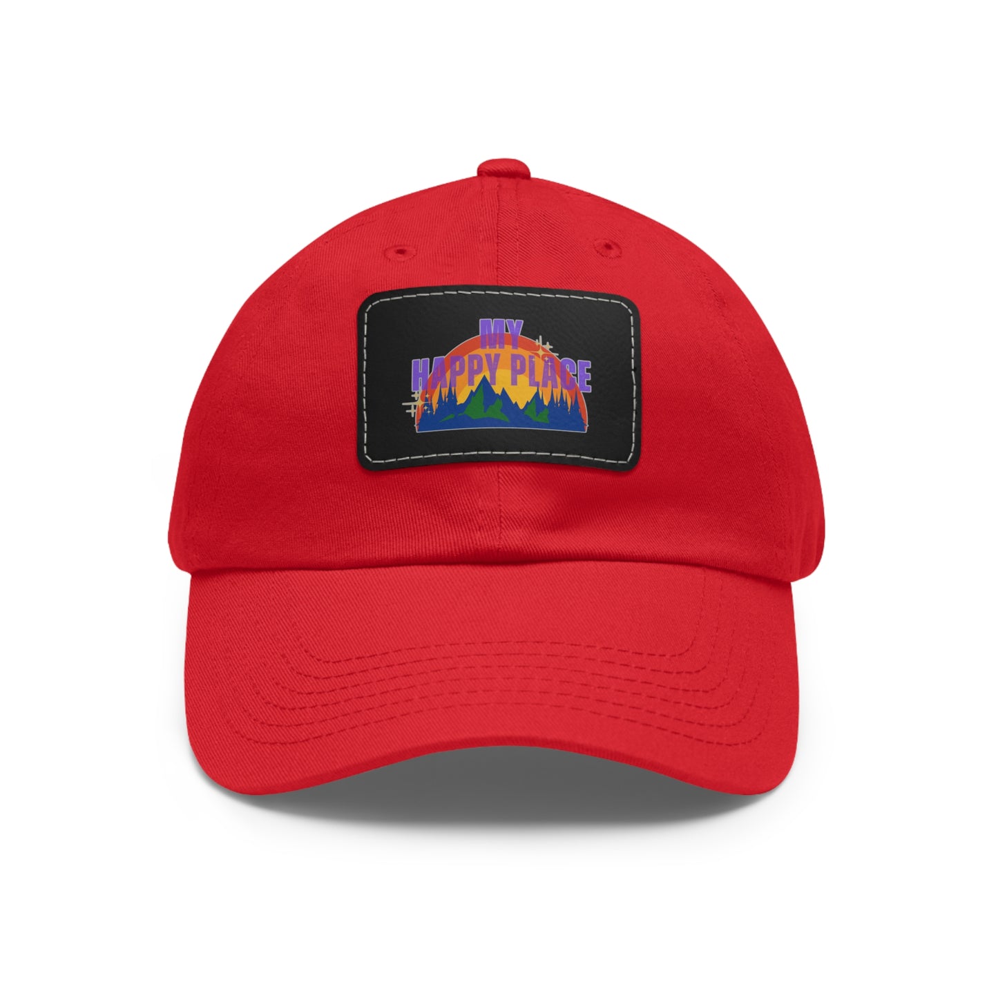 Happy Place Hat with Rectangular Leather Patch