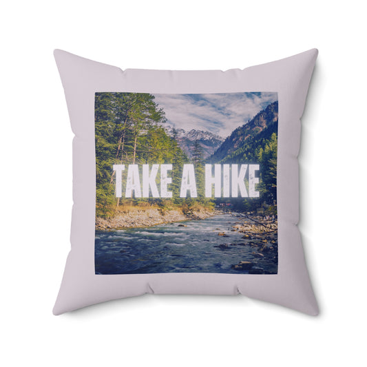 Take A Hike Square Pillow in Light Pink