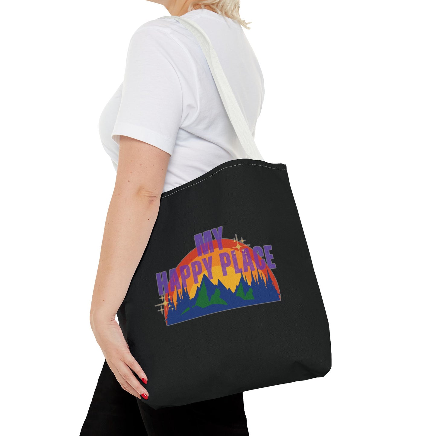 Happy Places Tote Bag in Black