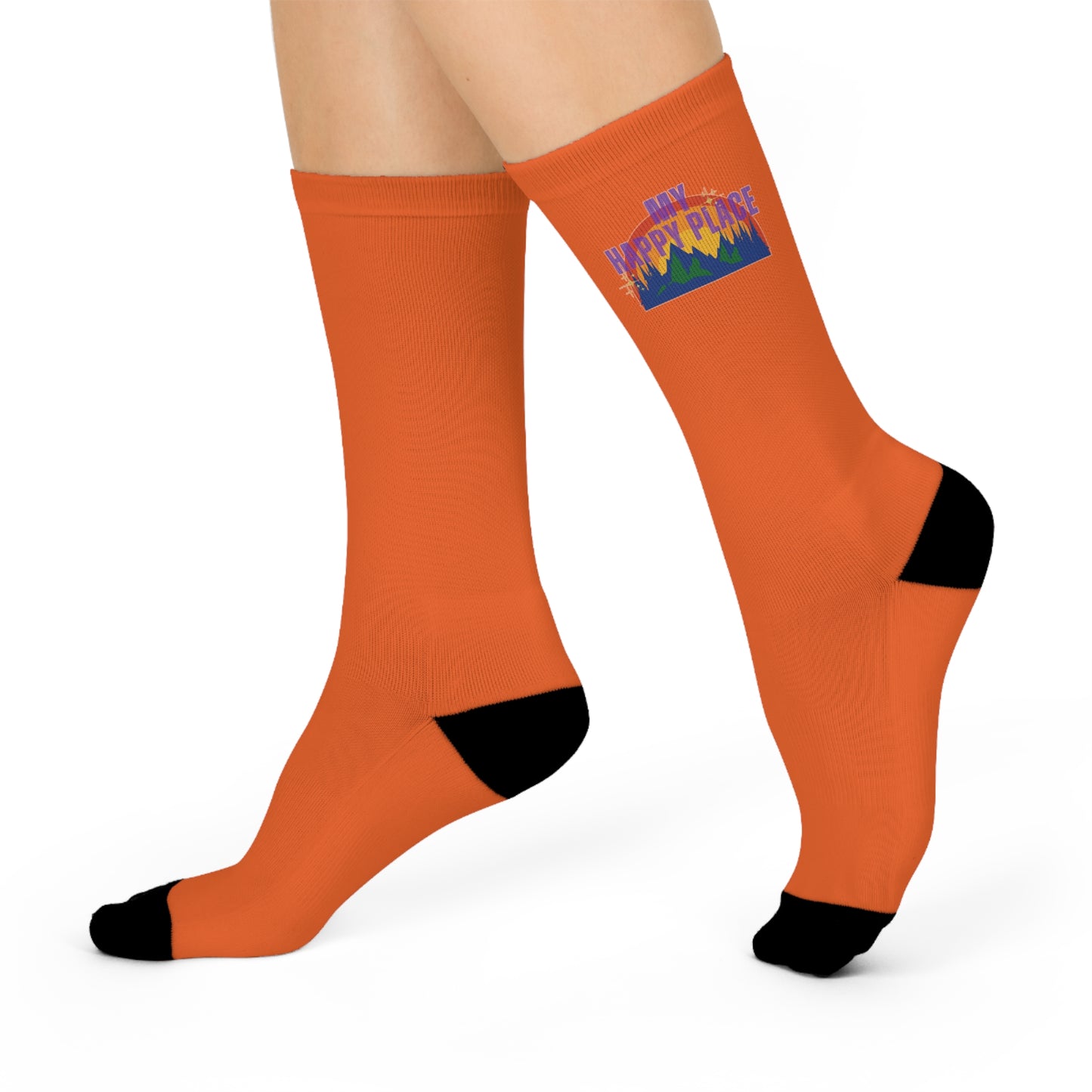 Happy Place Crew Socks in Orange