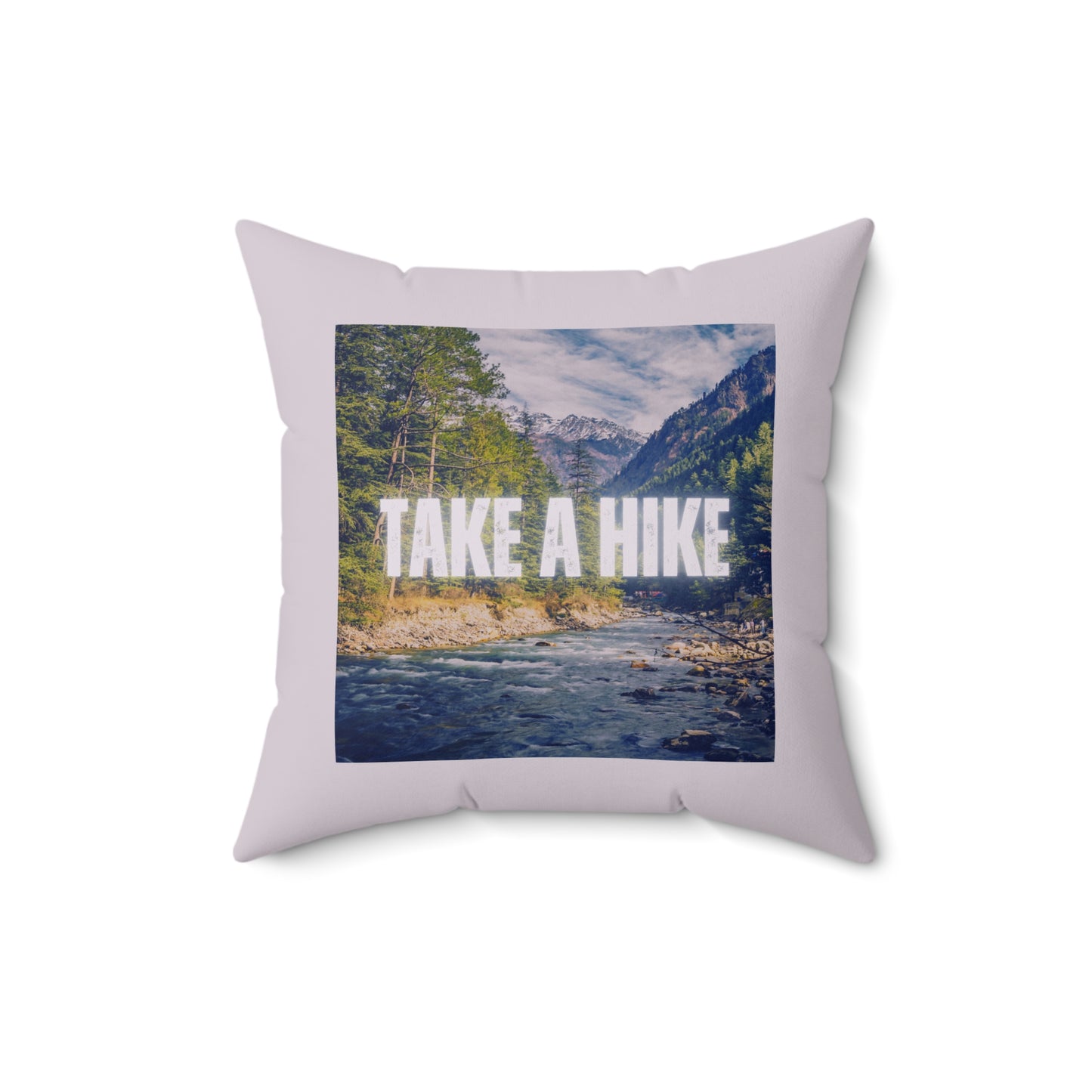 Take A Hike Square Pillow in Light Pink