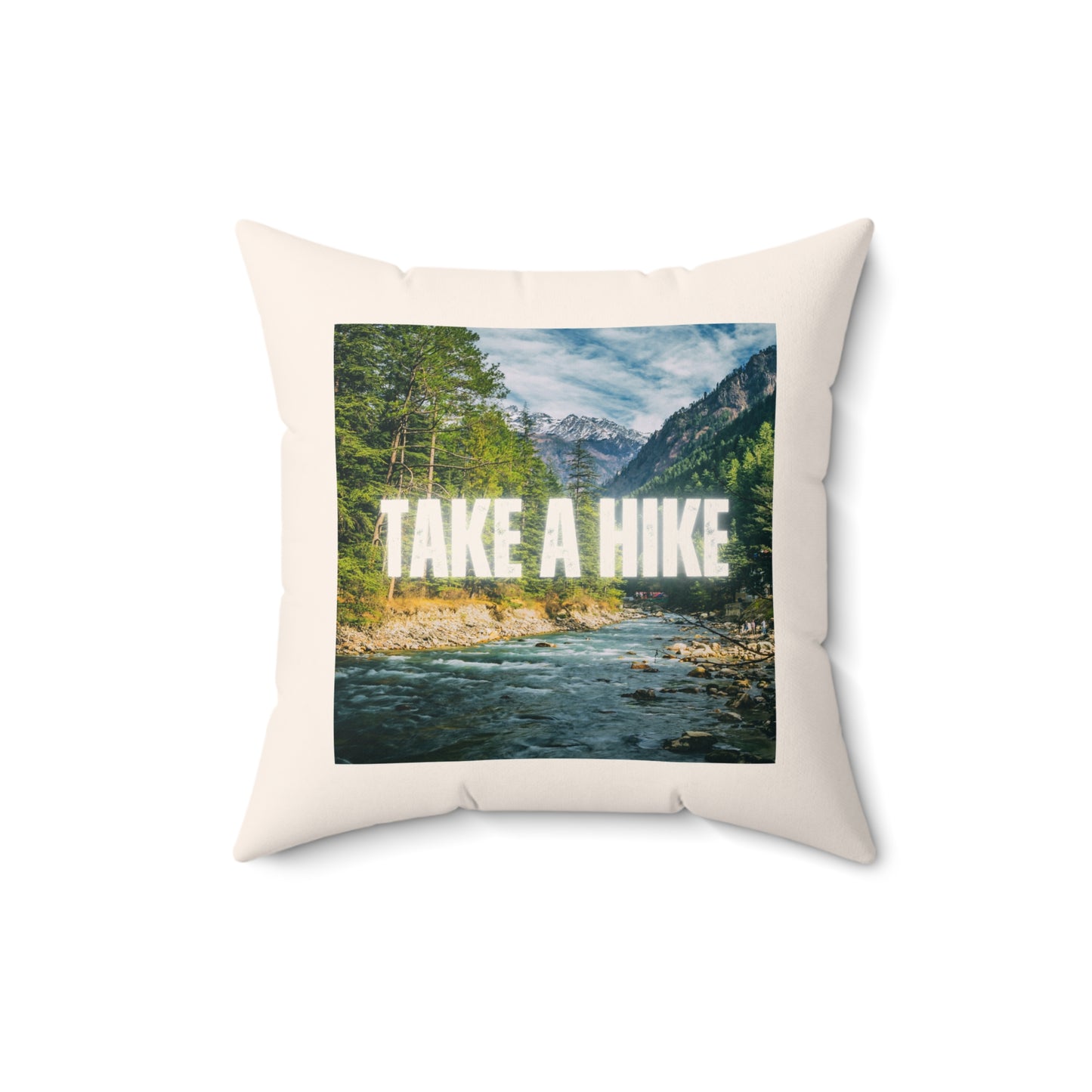 Take A Hike Square Pillow in Cream