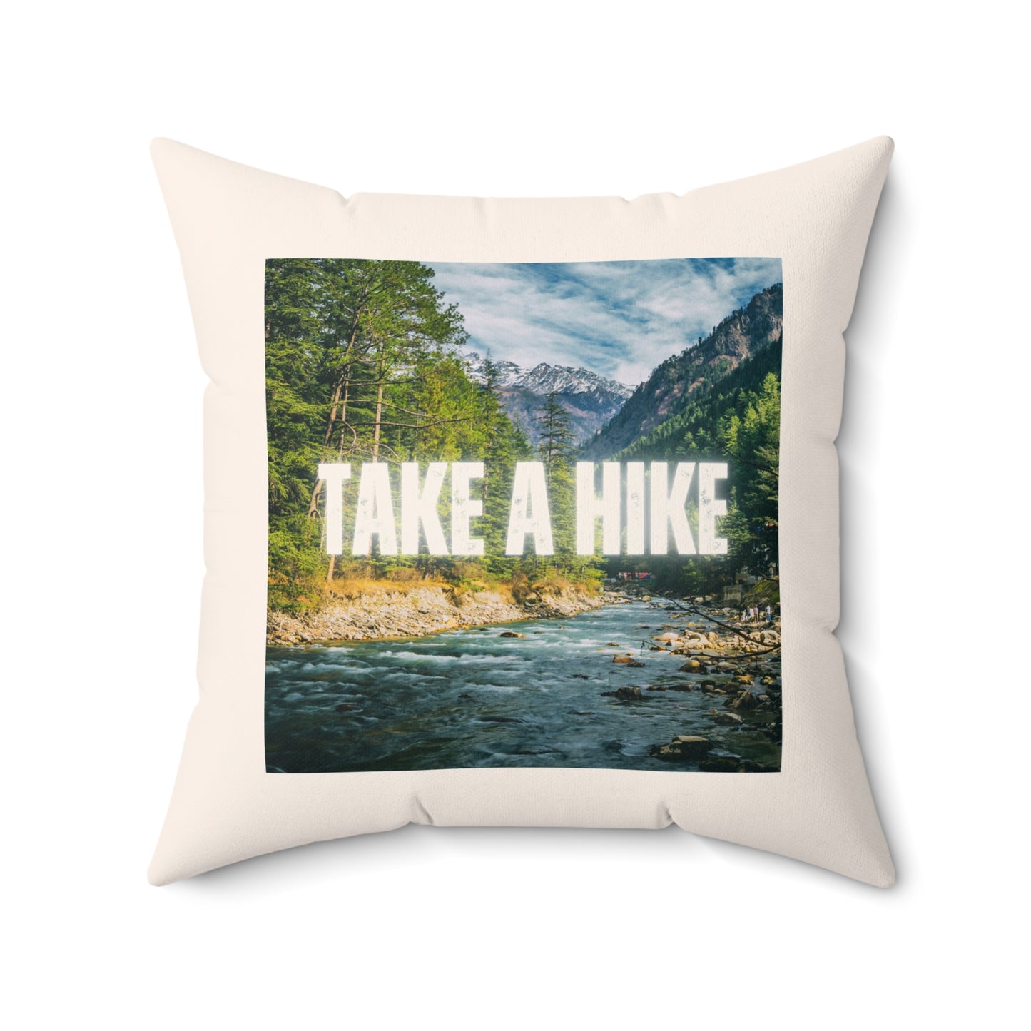 Take A Hike Square Pillow in Cream