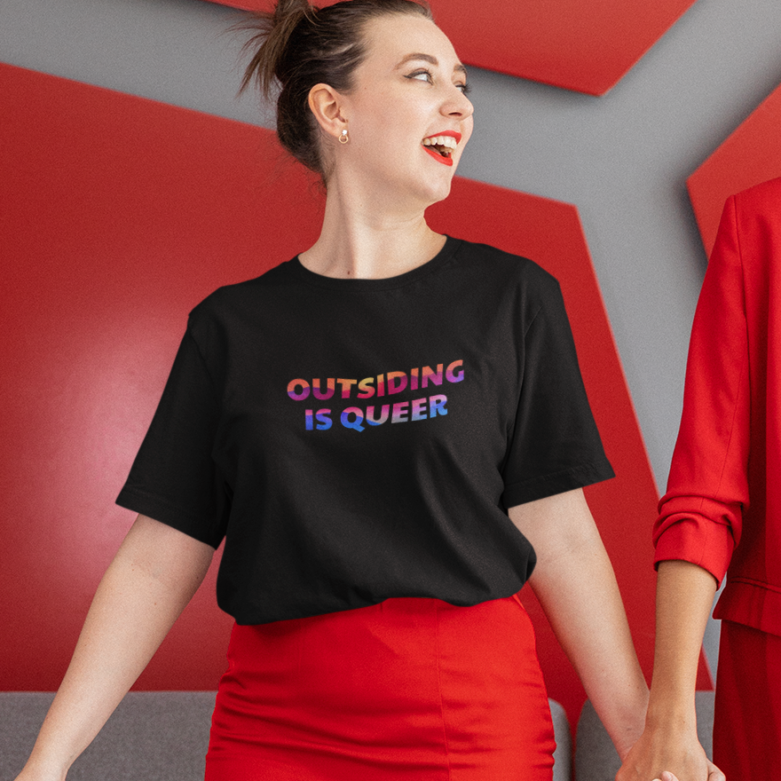 Outsiding Is Queer Tee - Mountains
