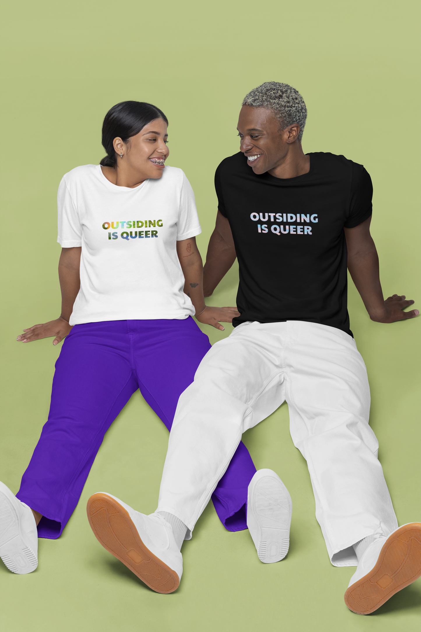 Outsiding Is Queer Tee - Rainbow