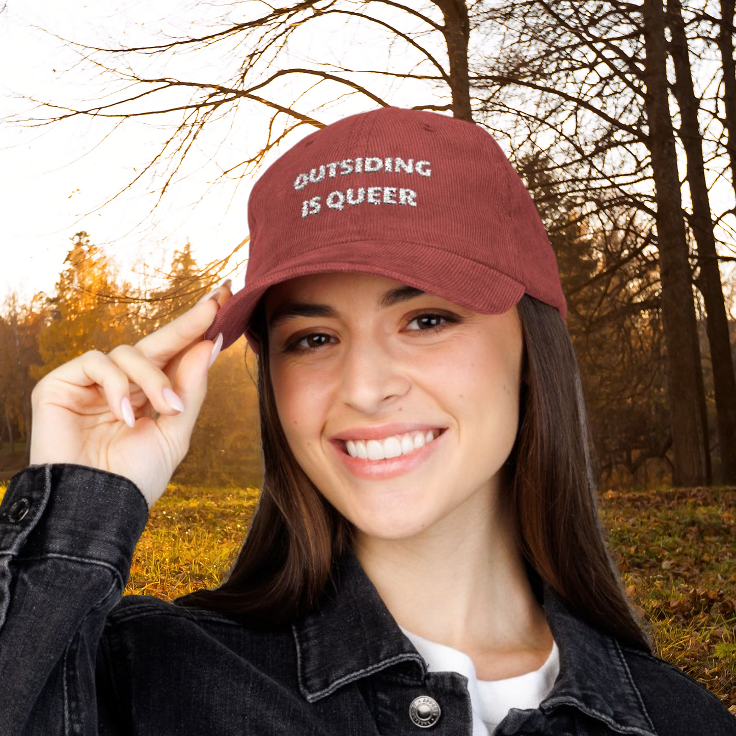 Outsiding is Queer Embroidered Corduroy Cap